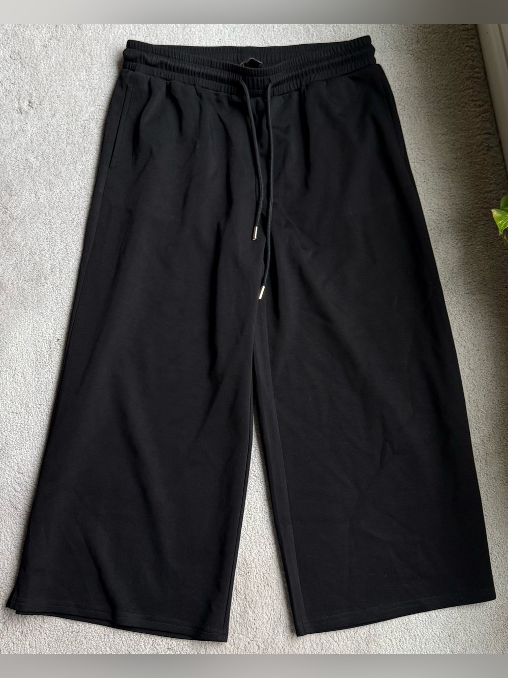SSYS The Label Womens Black Wide Leg Lounge Pants Large L Stretch Pull On Casual